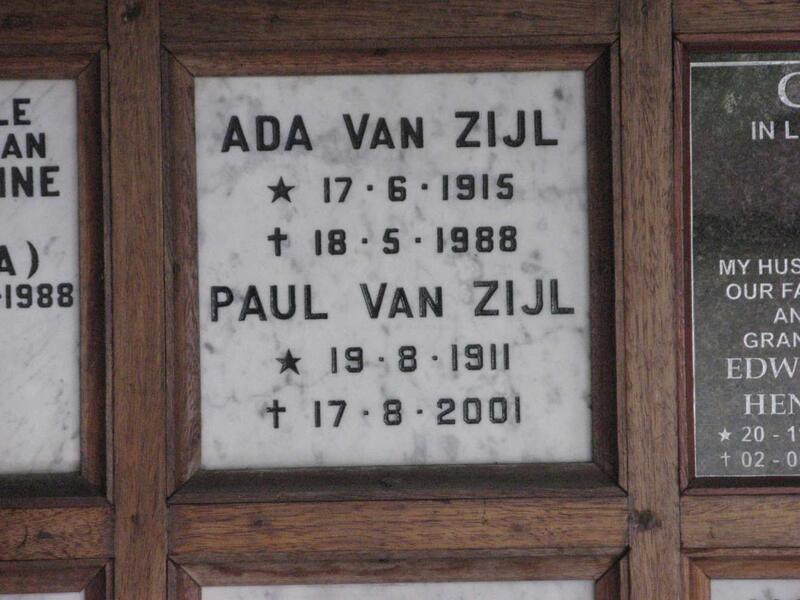 ZIJL Paul, van 1911-2001 & Ada 1915-1988