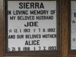 SIERRA Joe 1913-1992 & Alice 1918-1993