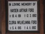 FORD Hayden Arthur 1911-1992 & Gloria Wilhelmina 1915-1992
