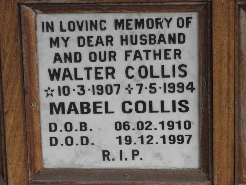 COLLIS Walter 1907-1994 & Mabel 1910-1997