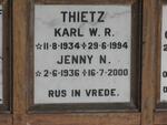 THIETZ Karl W.R. 1934-1994 & Jenny N. 1936-2000