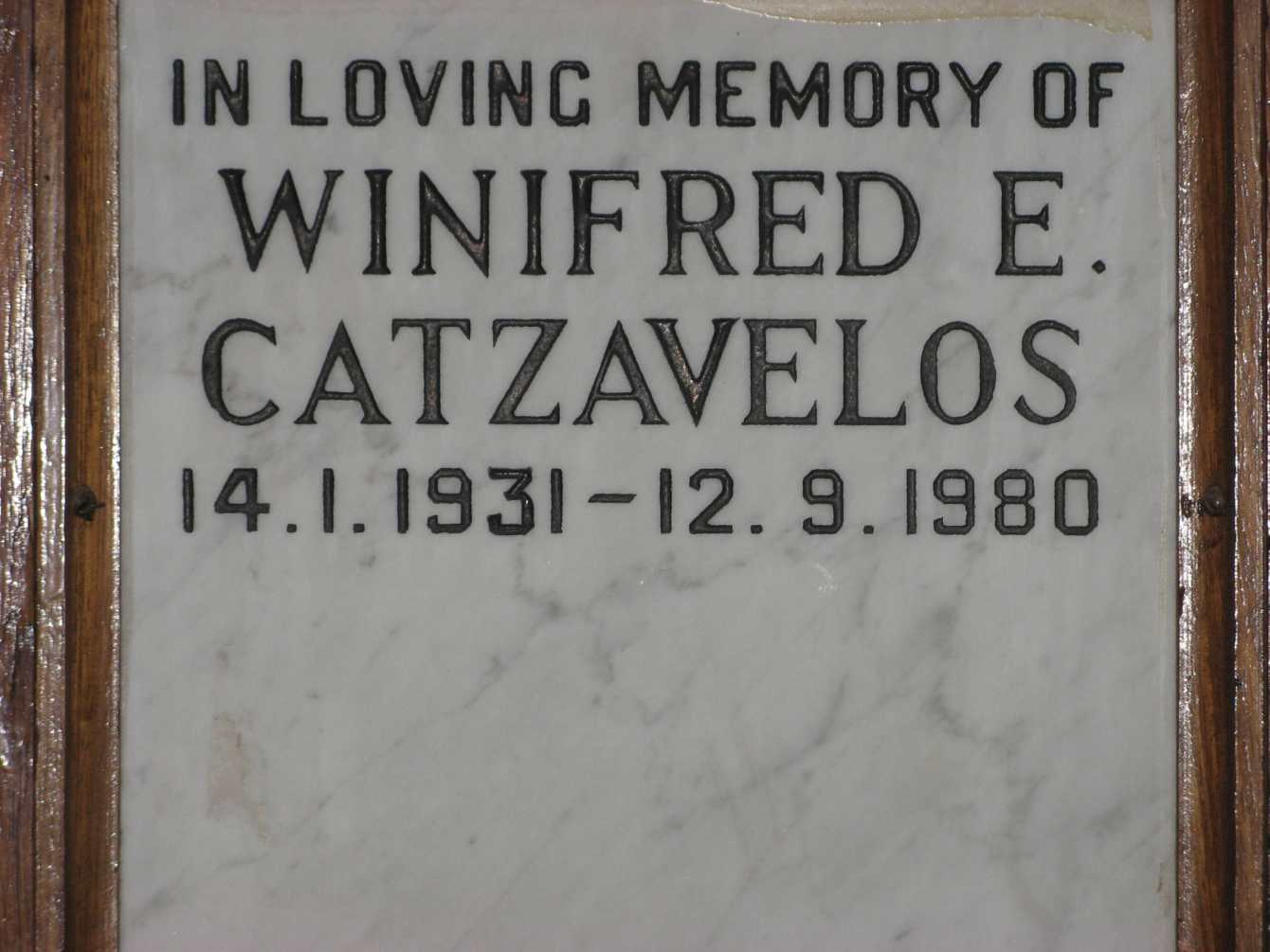 CATZAVELOS Winifred E. 1931-1980