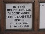 HEGER Cedric Campbell 1941-1981
