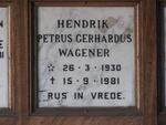 WAGENER Hendrik Petrus Gerhardus 1930-1981
