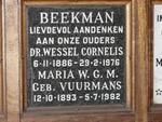 BEEKMAN Wessel Cornelis 1886-1976 & Maria W.G.M. VUURMANS 1893-1982