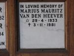 HEEVER Marius Mauritz, van den 1933-1981