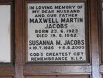 JACOBS Maxwell Msrtin 1923-1982 & Susanna M. 1926-2000