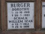 BURGER Schalk Willem Izak 1913-1996 & Dorothy 1910-1983