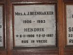 BEENHAKKER Hendrik 1906-1987 & A.J. 1906-1983
