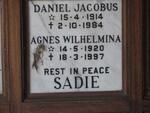SADIE Daniel Jacobus 1914-1984 & Agnes Wilhelmina 1920-1997
