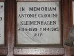 KLEIMENHAGEN Antonie Caroline 1899-1985