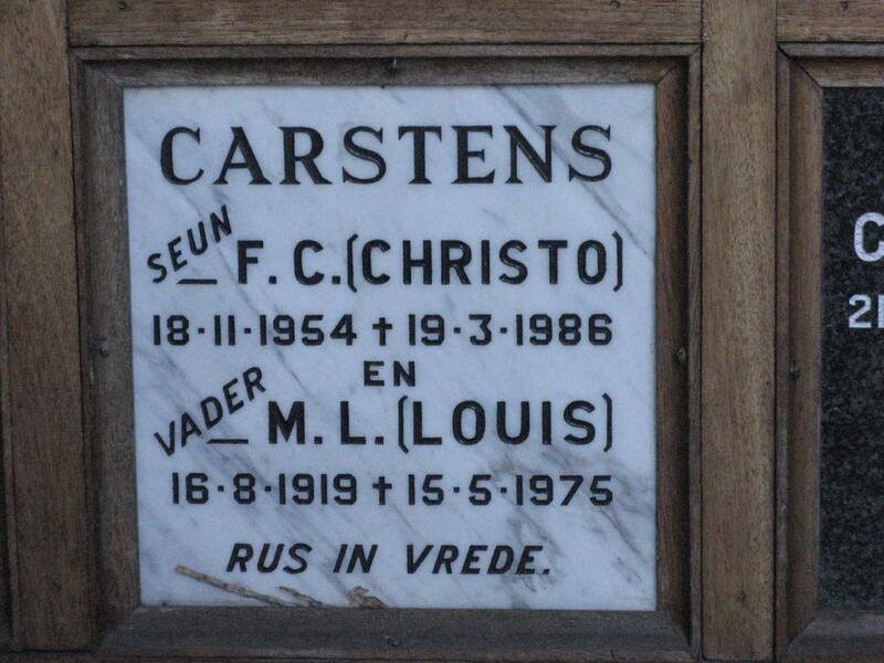 CARSTENS M.L. 1919-1975 :: CARSTENS F.C. 1954-1986