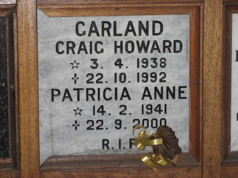 GARLAND Craig Howard 1938-1992 & Patricia Anne 1941-2000