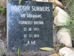SUMMERS Dorothy formerly BROWN nee ABRAHAMS 1917-2010