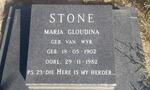 STONE Maria Gloudina nee VAN WYK 1902-1982