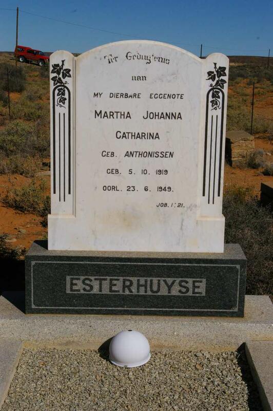 ESTERHUYSE Martha Johanna Catharina nee ANTHONISSEN 1919-1949