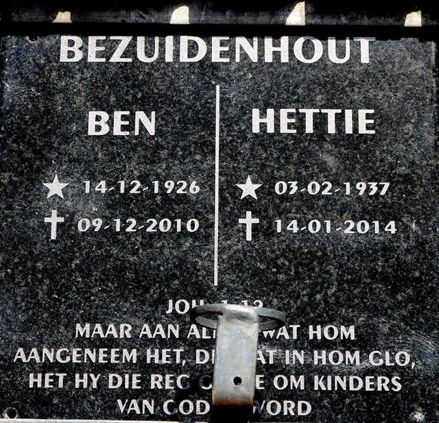 BEZUIDENHOUT Ben 1926-2010 & Hettie 1937-2014