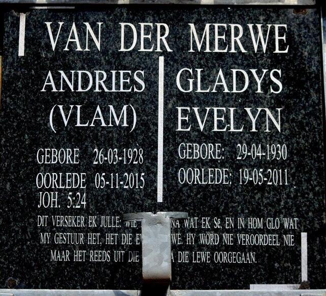 MERWE Andries, van der 1928-2015 & Gladys Evelyn 1930-2011