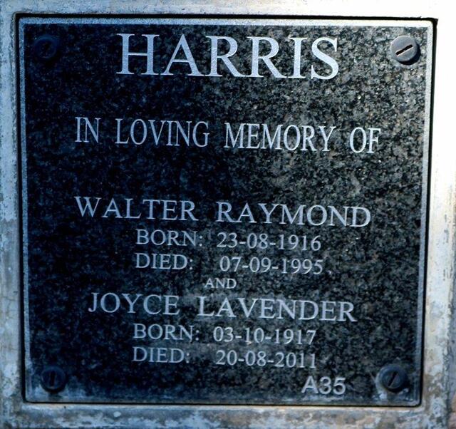 HARRIS Walter Raymond 1916-1995 & Joyce Lavender 1917-2011