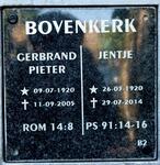 BOVENKERK Gerbrand Pieter 1920-2005 & Jentje 1920-2014