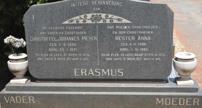 ERASMUS Christoffel Johannes Meyer 1900-1971 & Hester Anna 1906-1982