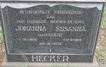 HECKER Johanna Susanna nee JOUBERT 1895-1954