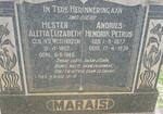 MARAIS Andries Hendrik Petrus 1877-1974 & Hester Aletta Elizabeth V.D. WESTHUIZEN 1882-1946