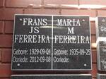 FERREIRA Frans J.S. 1929-2012 & Maria M. 1935-