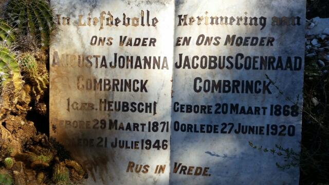 COMBRINCK Jacobus Coenraad 1868-1920 & Augusta Johanna HEUBSCH 1871-1946