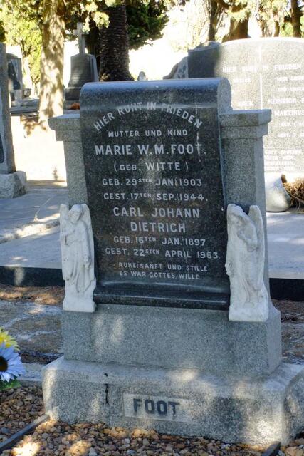 FOOT Carl Johann Dietrich 1897-1963 & Marie W.M. WITTE 1903-1944