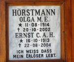 HORSTMANN Ernst C.A.H. 1913-2004 & Olga M.E. 1914-2002