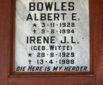 BOWLES Albert E. 1928-1994 & Irene J.L. WITTE 1929-1988