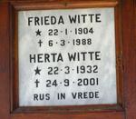 WITTE Frieda 1904-1988 :: WITTE Herta 1932-2001