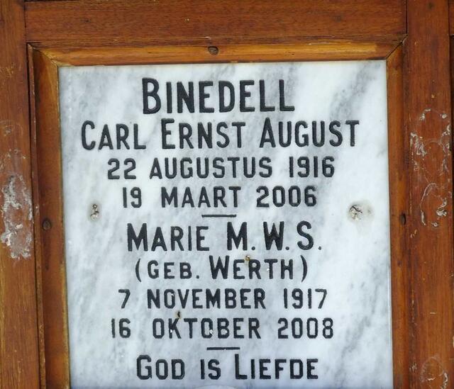 BINEDELL Carl Ernst August 1916-2006 & Marie M.W.S. WERTH 1917-2008