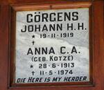 GORGENS Johann H.H. 1919- & Anna C.A. KOTZE 1913-1974