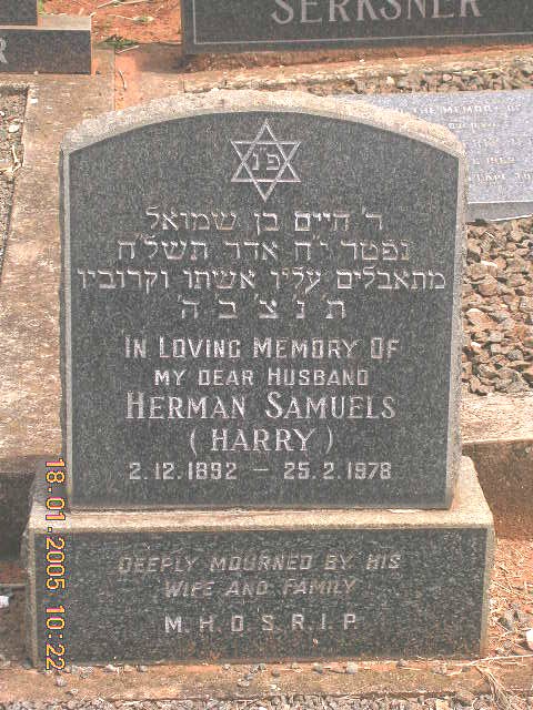 SAMUELS Herman 1892-1978