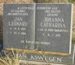 ASWEGEN Jan Leonard, van 1904-1988 & Johanna Catharina SWANEPOEL 1908-1993