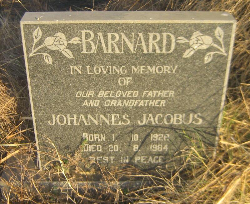 BARNARD Johannes Jacobus 1928-1984