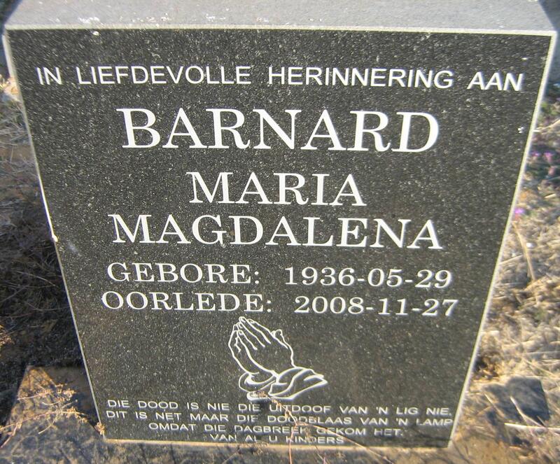 BARNARD Maria Magdalena 1936-2008