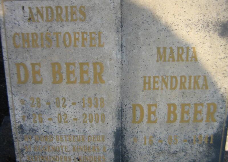 BEER Andries Christoffel, de 1938-2000 & Maria Hendrika 1941-