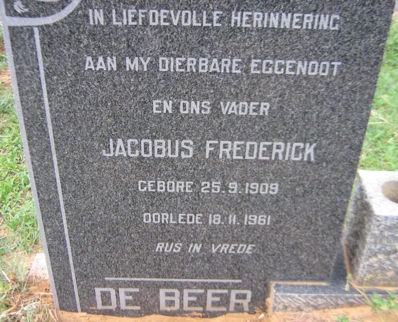 BEER Jacobus Frederick, de 1909-1961