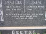 BEETGE J.K.G. 1894-1963 & Dina M. PELSER 1895-