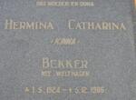 BEKKER Hermina Catharina nee WELTHAGEN 1924-1986