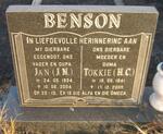 BENSON J.N. 1934-2004 & H.C. 1941-2008
