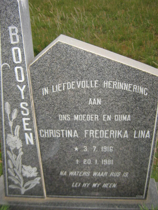 BOOYSEN Christina Frederika Lina 1916-1981