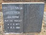 BRODERICK Magdalena J. nee BOTHA 1877-1965