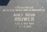 BRUWER Agnes Susan nee KOEN 1922-2003