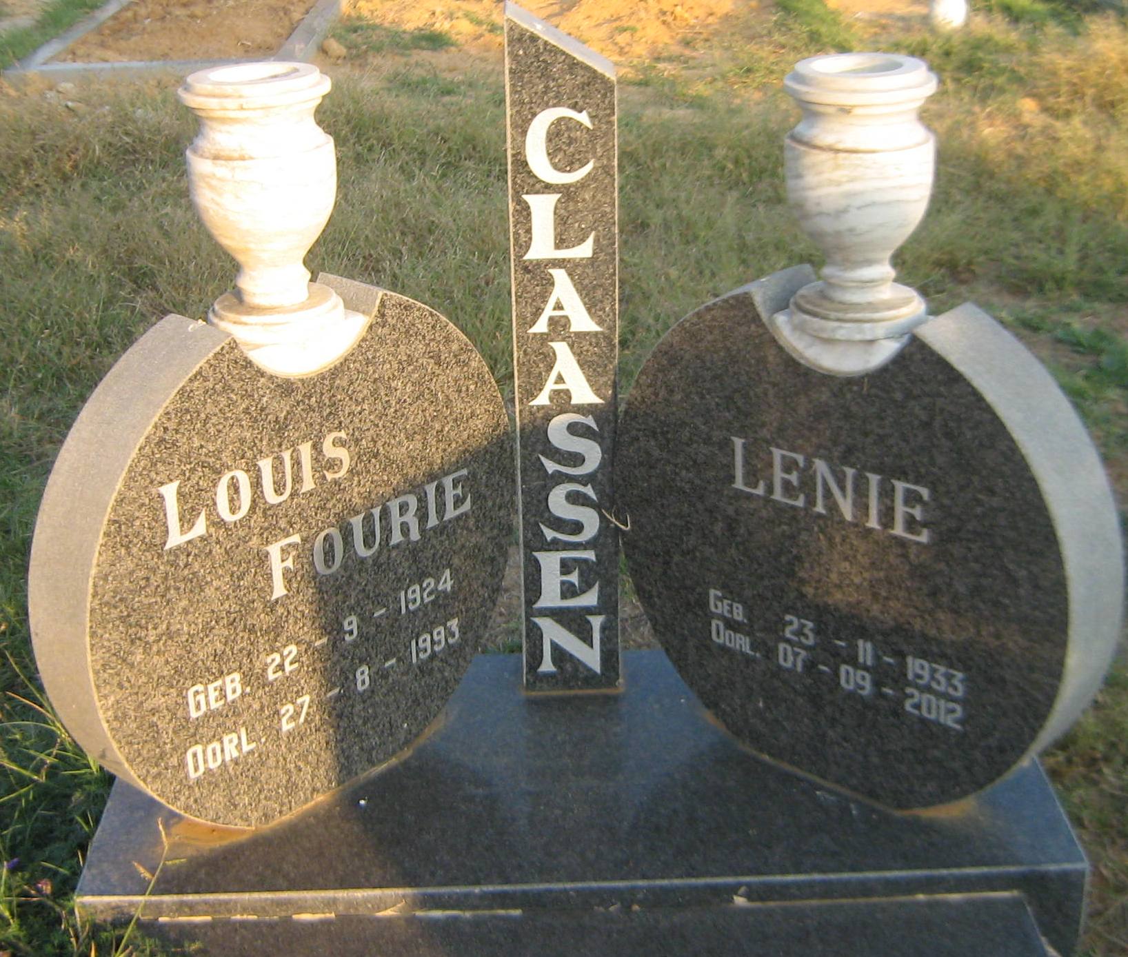 CLAASSEN Louis Fourie 1924-1993 & Lenie 1933-2012