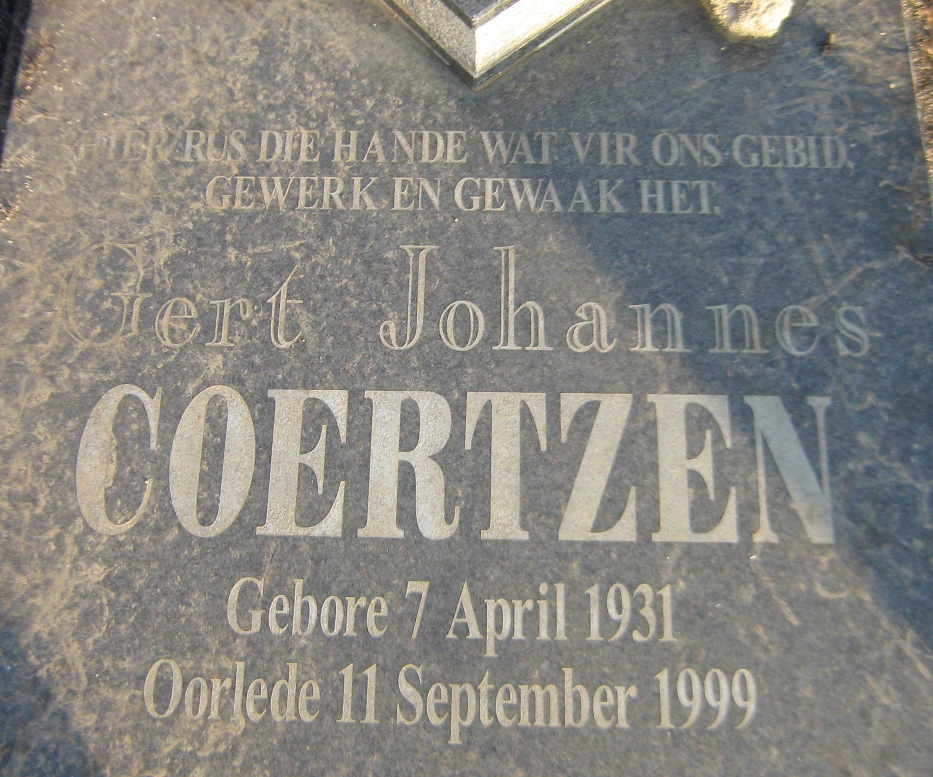 COERTZEN Gert Johannes 1931-1999