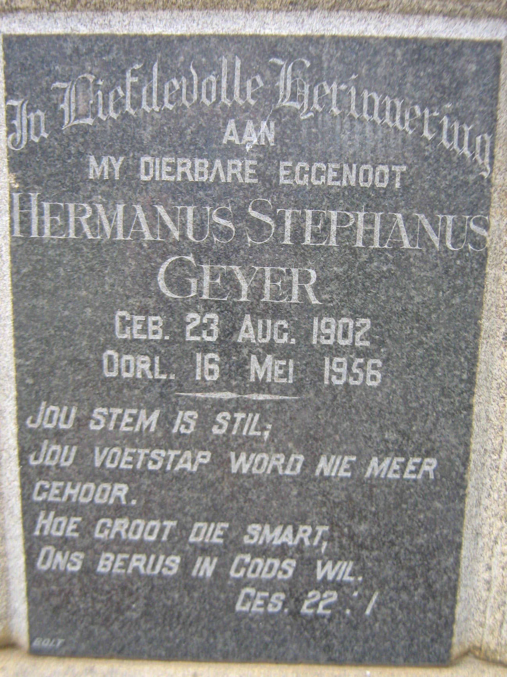 GEYER Hermanus Stephanus 1902-1956